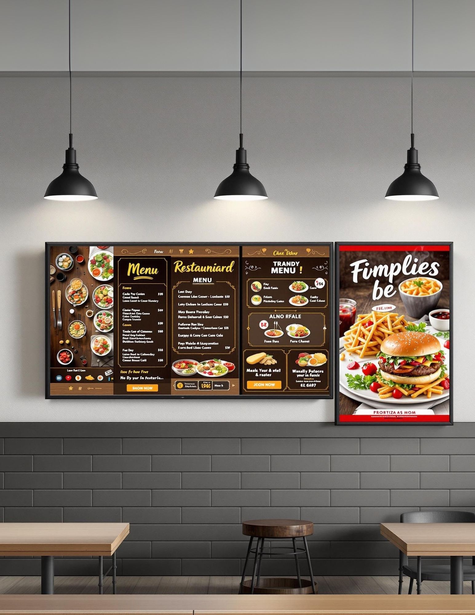 Slive digital menu displays in restaurant